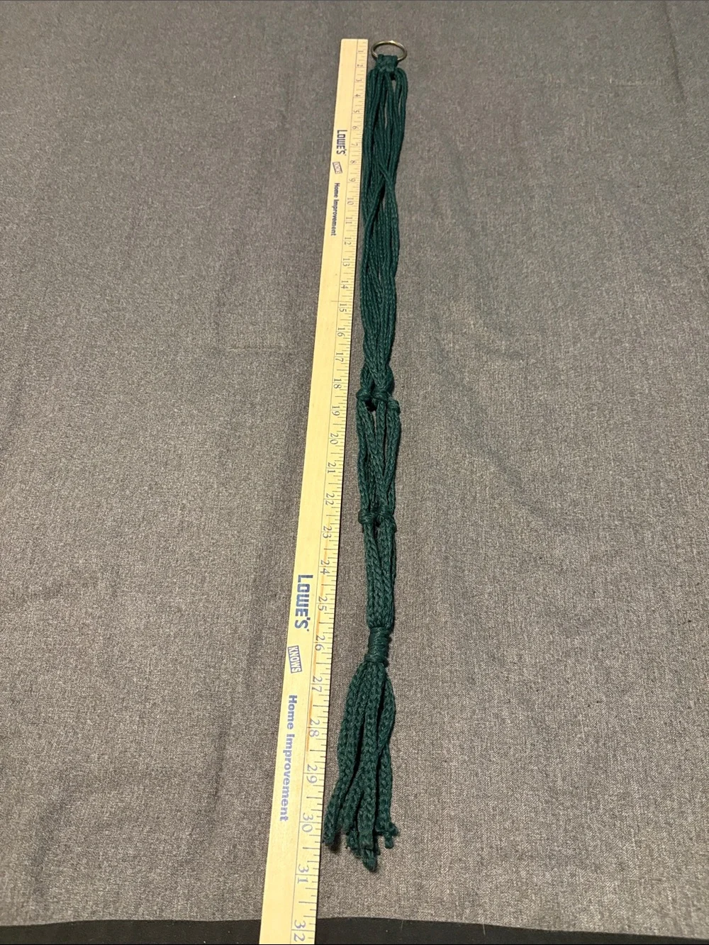 Vintage Boho Green Macrame Plant Hanger and black metal wall plant hanger.